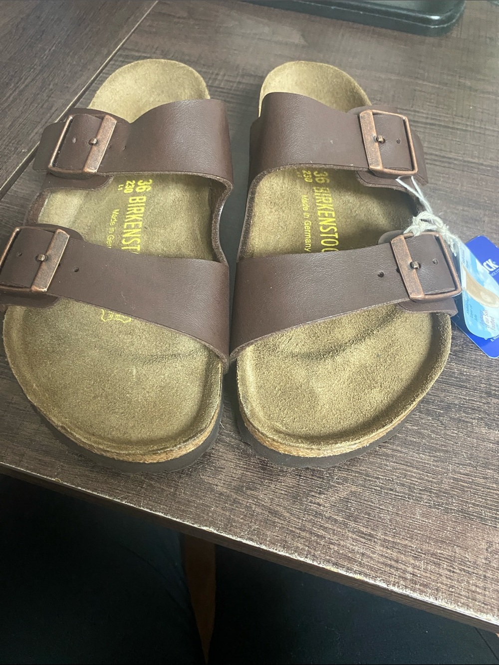Birkenstock Two-Strap Sandals in Dark Brown made in Germany.